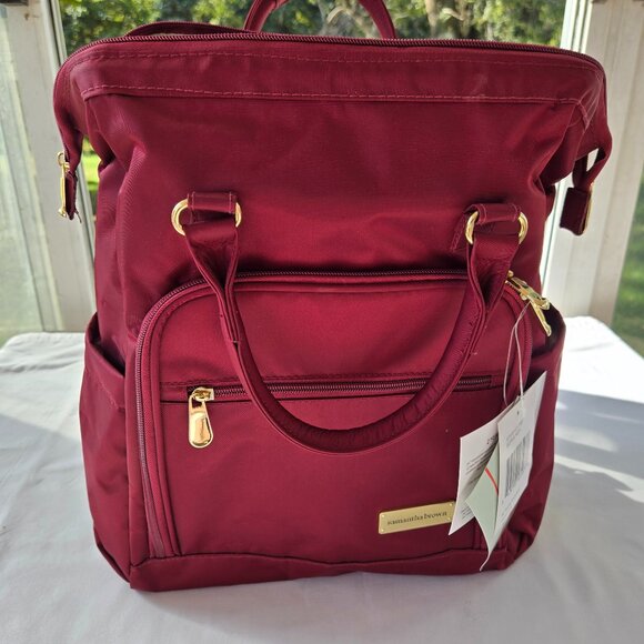 Samantha Brown Army Burgundy Travel Backpack - Picture 2 of 11